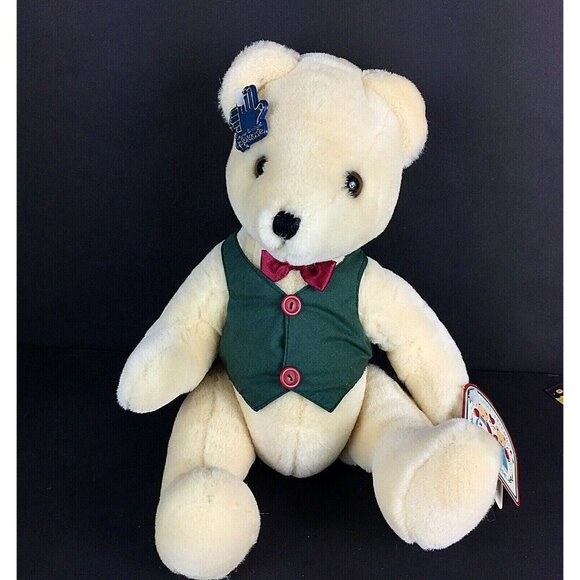 Applause 1988 Welcome Friends jointed teddy bear plush toy animal with vest - Picture 11 of 11
